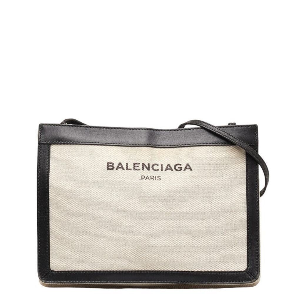 Balenciaga Canvas Leather Pochette Shoulder Bag White